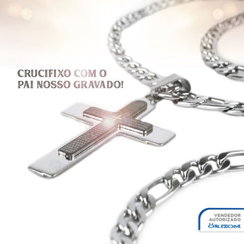 Cordão aço inox pingente pulseira qualidade premium kit