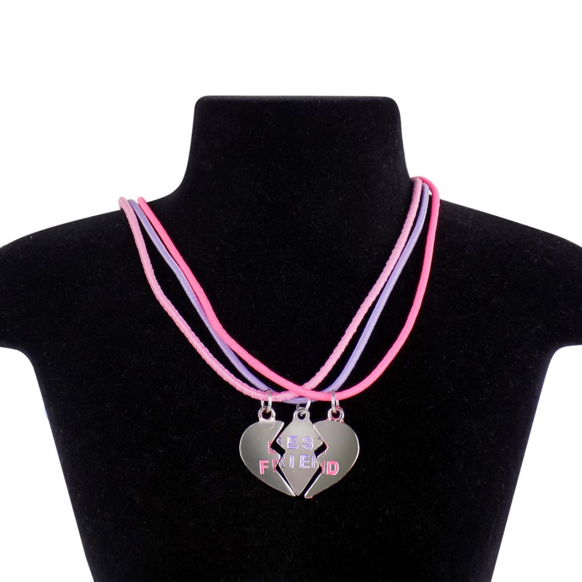 kit 3 colares amizade best friend amigas + pingente coração qualidade premium ajustavel moda meninas