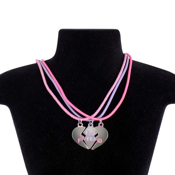 kit 3 colares amizade best friend amigas + pingente coração qualidade premium ajustavel moda meninas