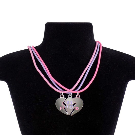 kit 3 colares amizade best friend amigas + pingente coração qualidade premium ajustavel moda meninas