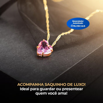 colar aço inox + pingente rosa strass presente moda coração qualidade premium delicado