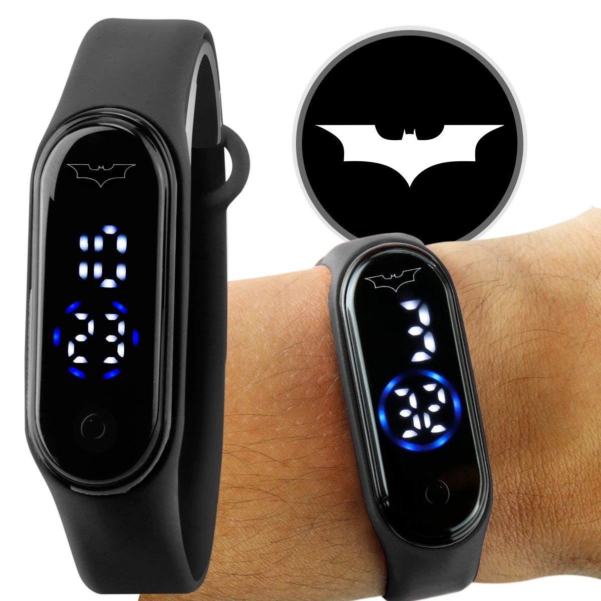 Relogio digital heroi batman bracelete infantil + prova dagua silicone adolescente presente preto