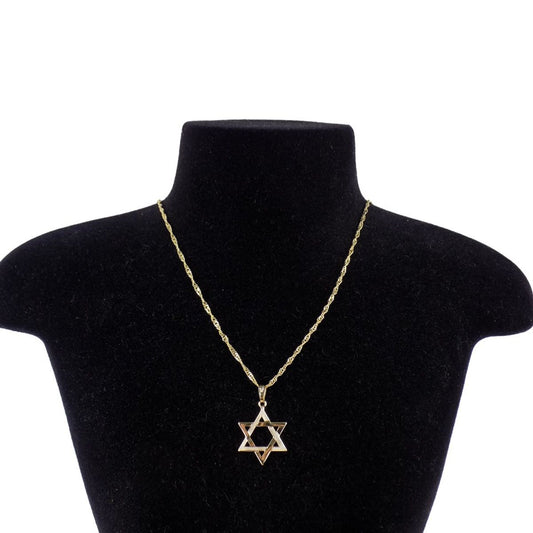 Colar banhado ouro feminino aço inox + davi estrela pingente dourado preto ajustavel presente moda