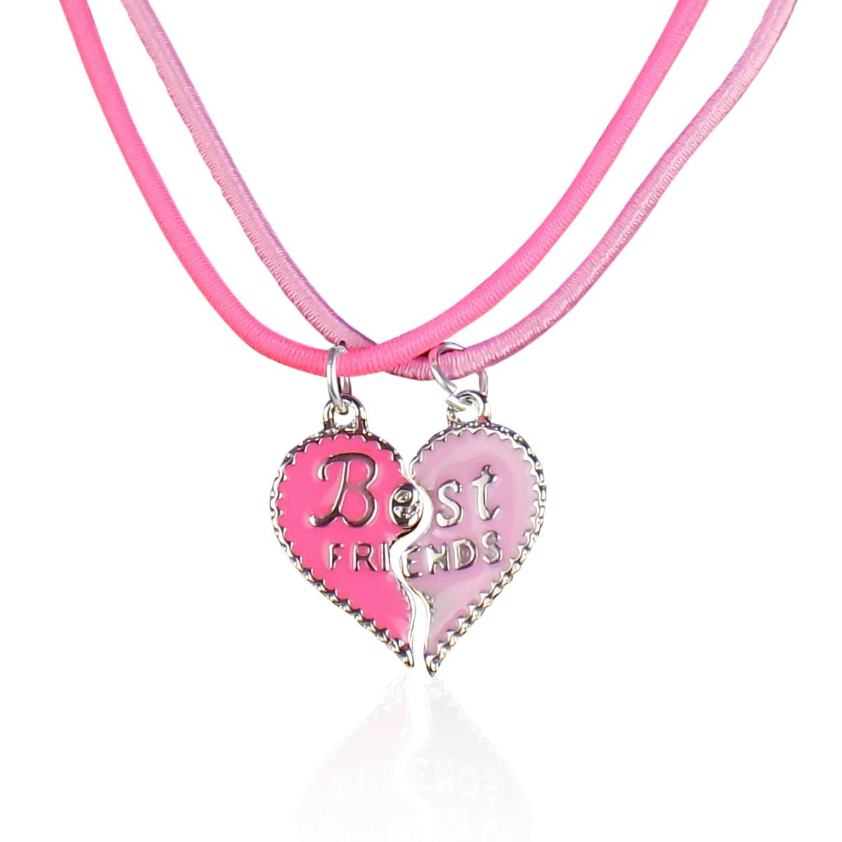 kit 2 colares best friend amigas + pingente coração Qualidade Premium moda ajustavel rosa