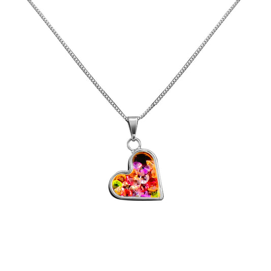 Colar feminino prata aço  coração pingente zirconias moda estiloso Qualidade premium