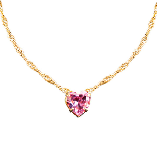 colar aço inox + pingente rosa strass presente moda coração qualidade premium delicado
