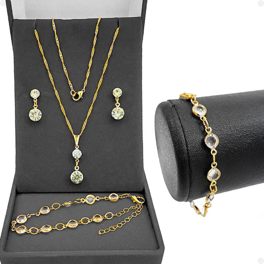 Corrente veneziana feminina + pulseira + pingente banhada moda Qualidade Premium aço inoxidável
