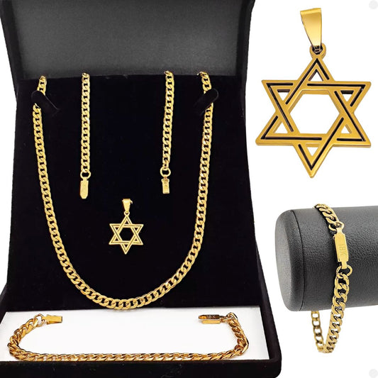Corrente dourada pingente estrela casual Kit