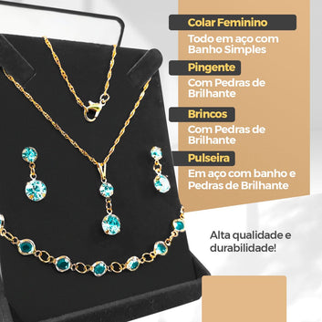 Corrente Colar pingente brincos pulseira Kit