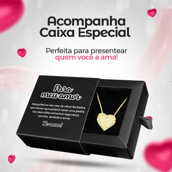 Colar feminino dourado aço + pingente amor coração moda presente edição limitada Qualidade Premium